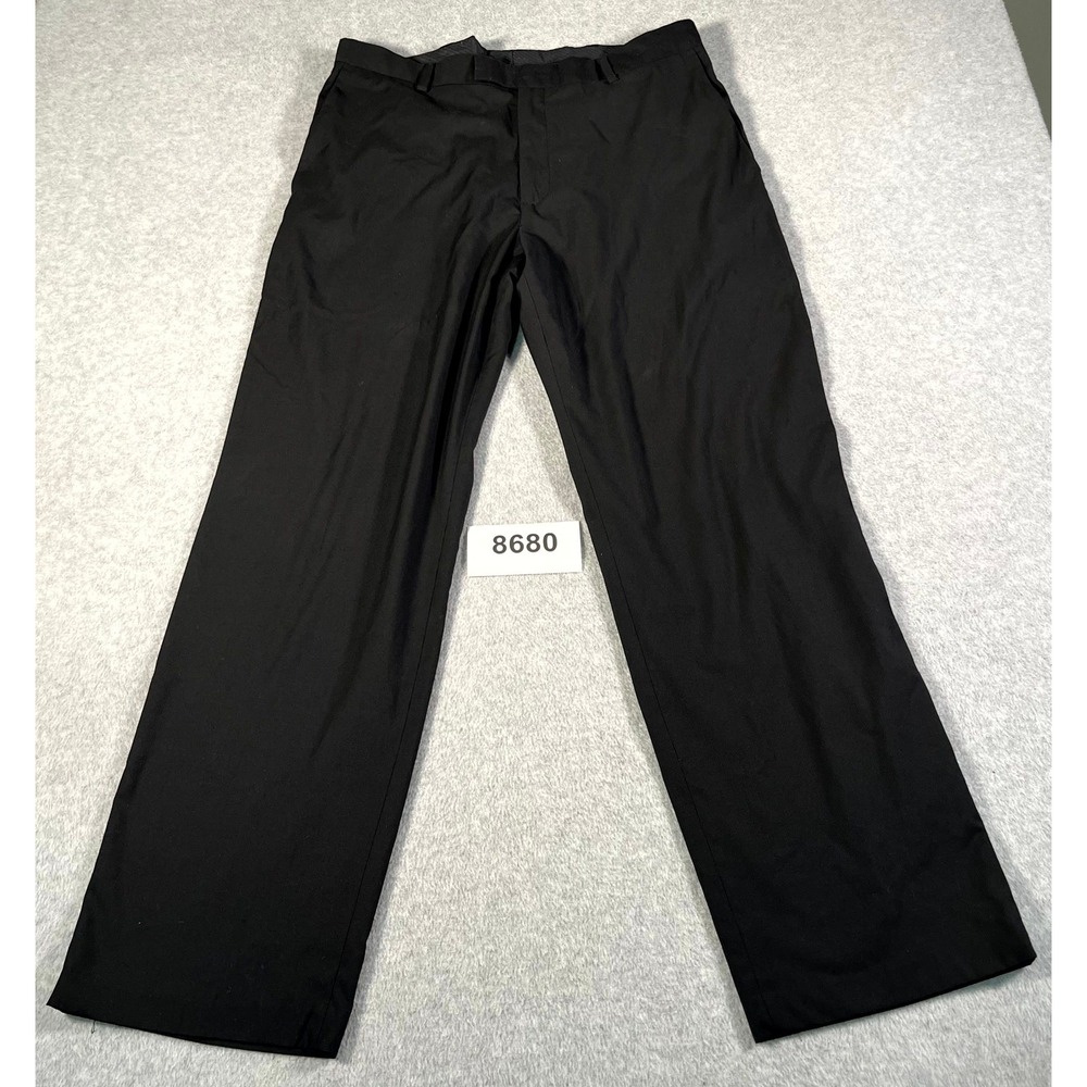 Kenneth Cole Reaction Dress Pants‎ 35 Black Flat Front Straight Leg Formal